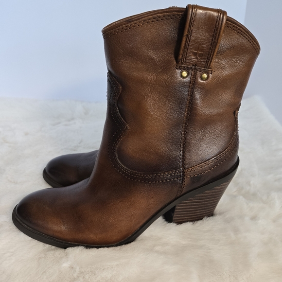 Lucky Brand Blue Jeans America Women's Brown Leather Western Boots size 8 NWOT - Picture 5 of 10